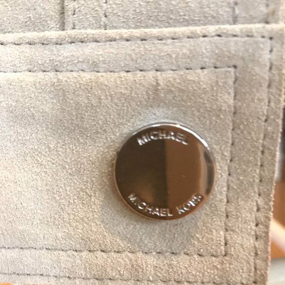 MICHAEL MICHAEL KORS Suede Leather Crop Jacket Khaki color Size M - Picture 8 of 10